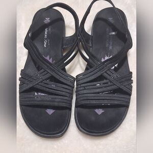Skechers Black Casual Sandals with X-Pattern Straps